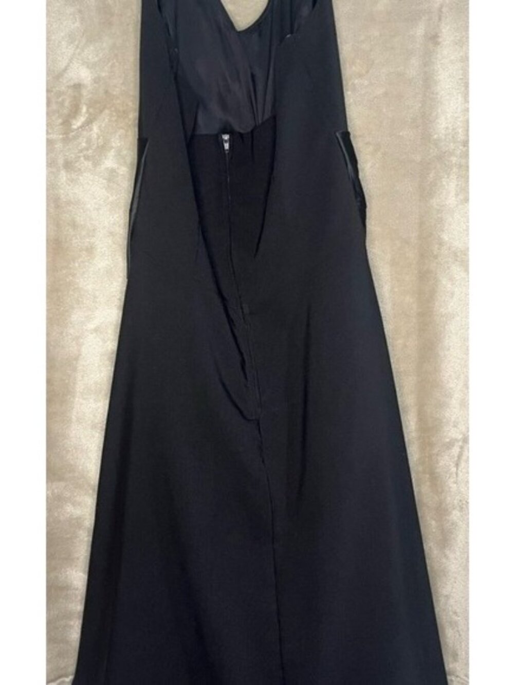 B. Darlin Black Halter Vintage Y2K Tie Back Satin Evening Dress Rhinestone Vneck - Picture 15 of 16